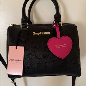 Juicy Couture Black Satchel with Pink Heart Accent